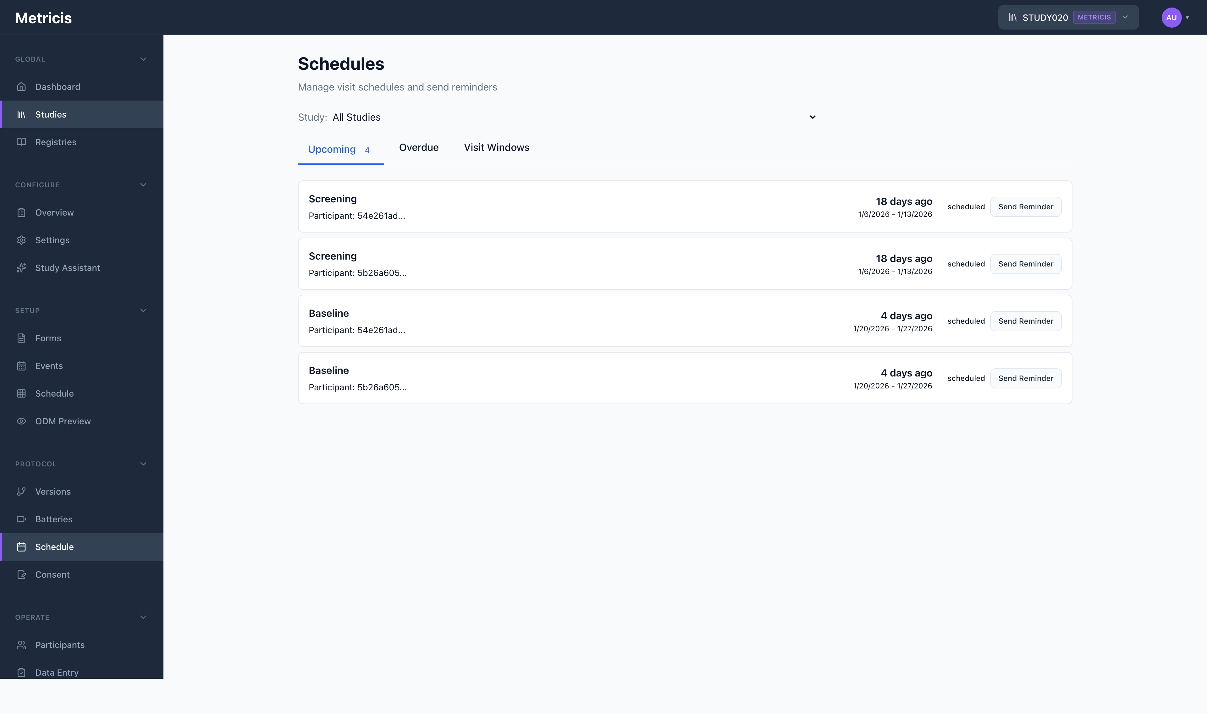 Visit Schedules